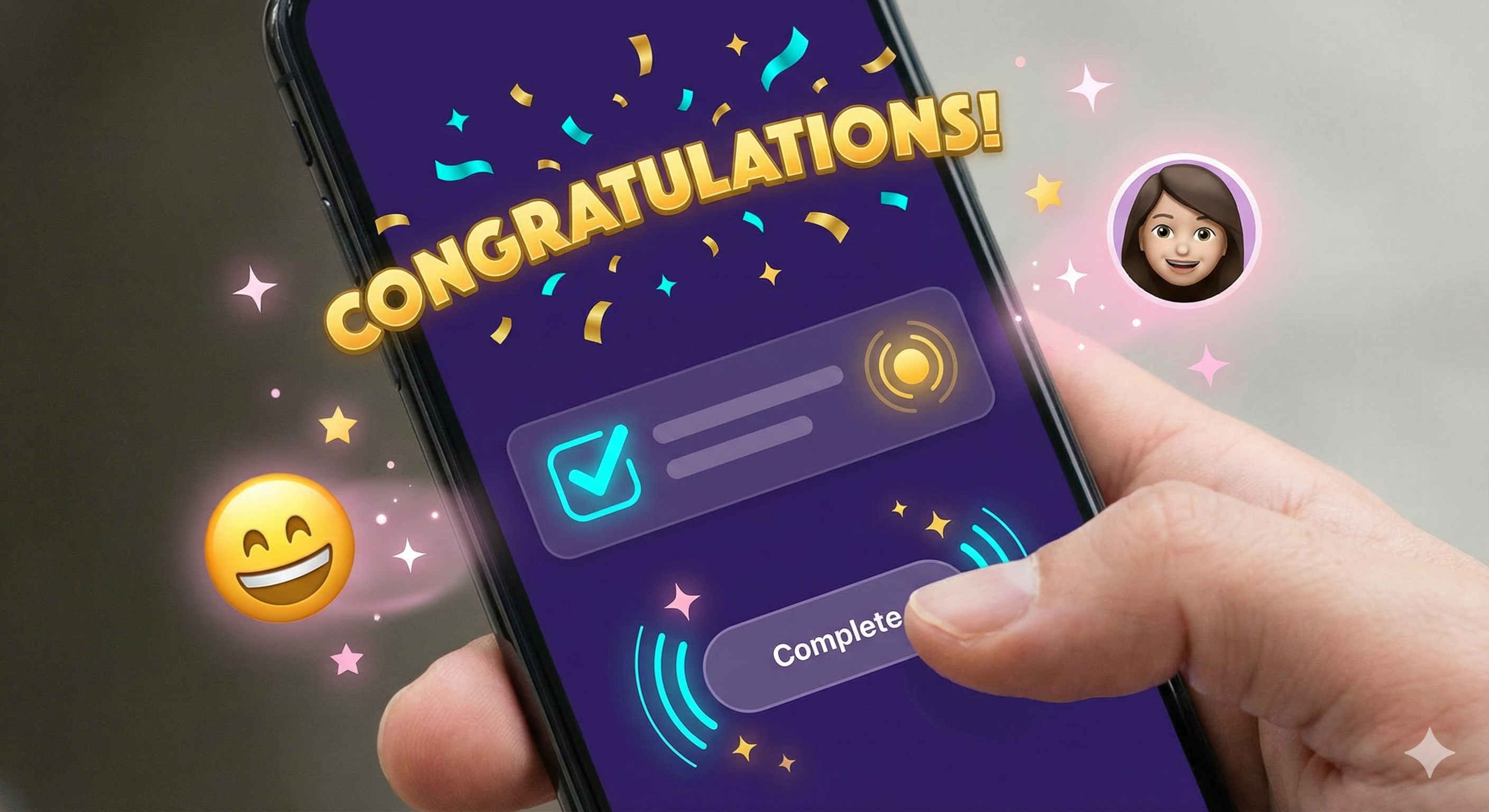 Sparkle moments in app experience creating emotional positive reactions